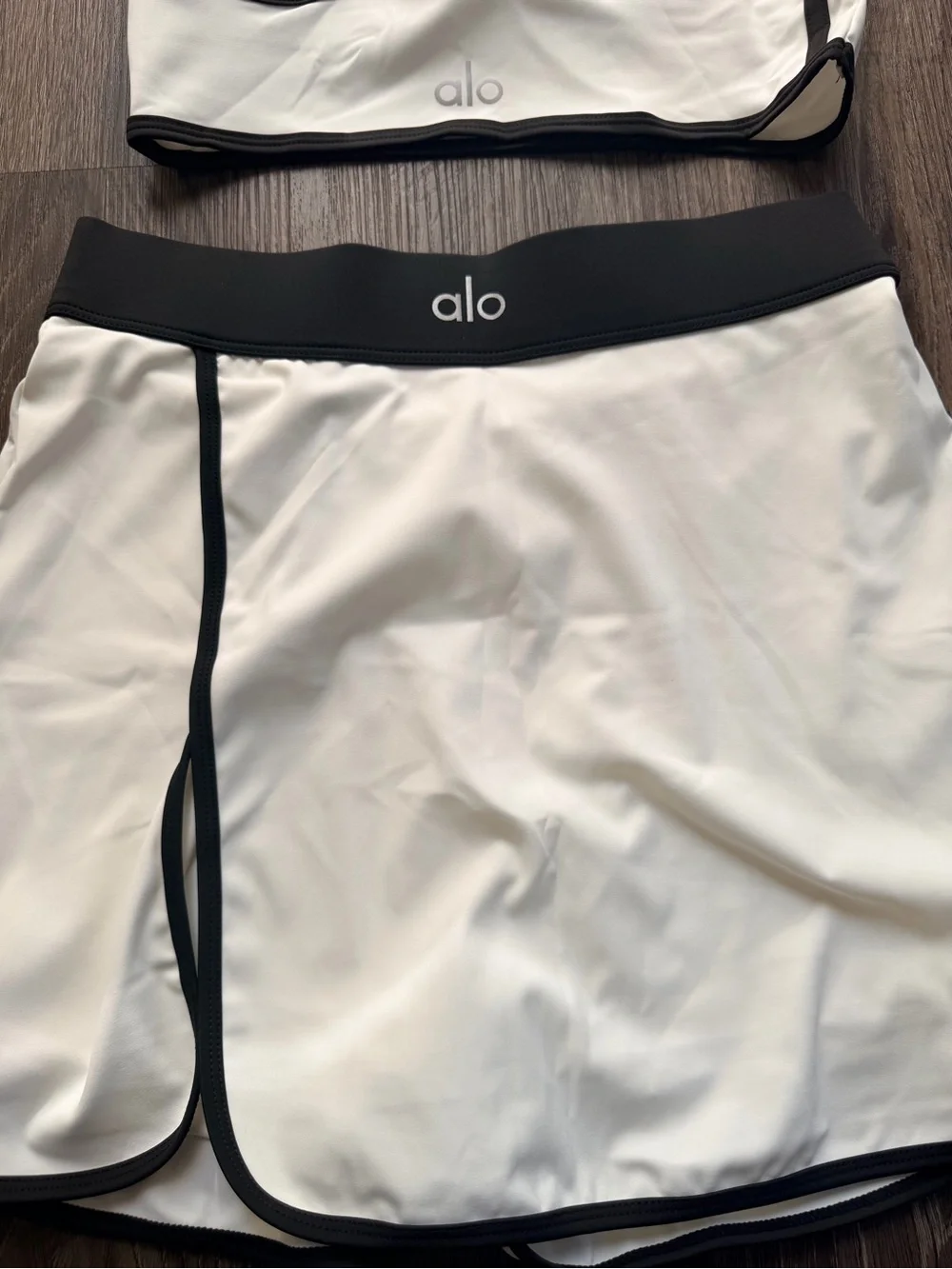 ALO Yoga White Skort Set with Black Trim